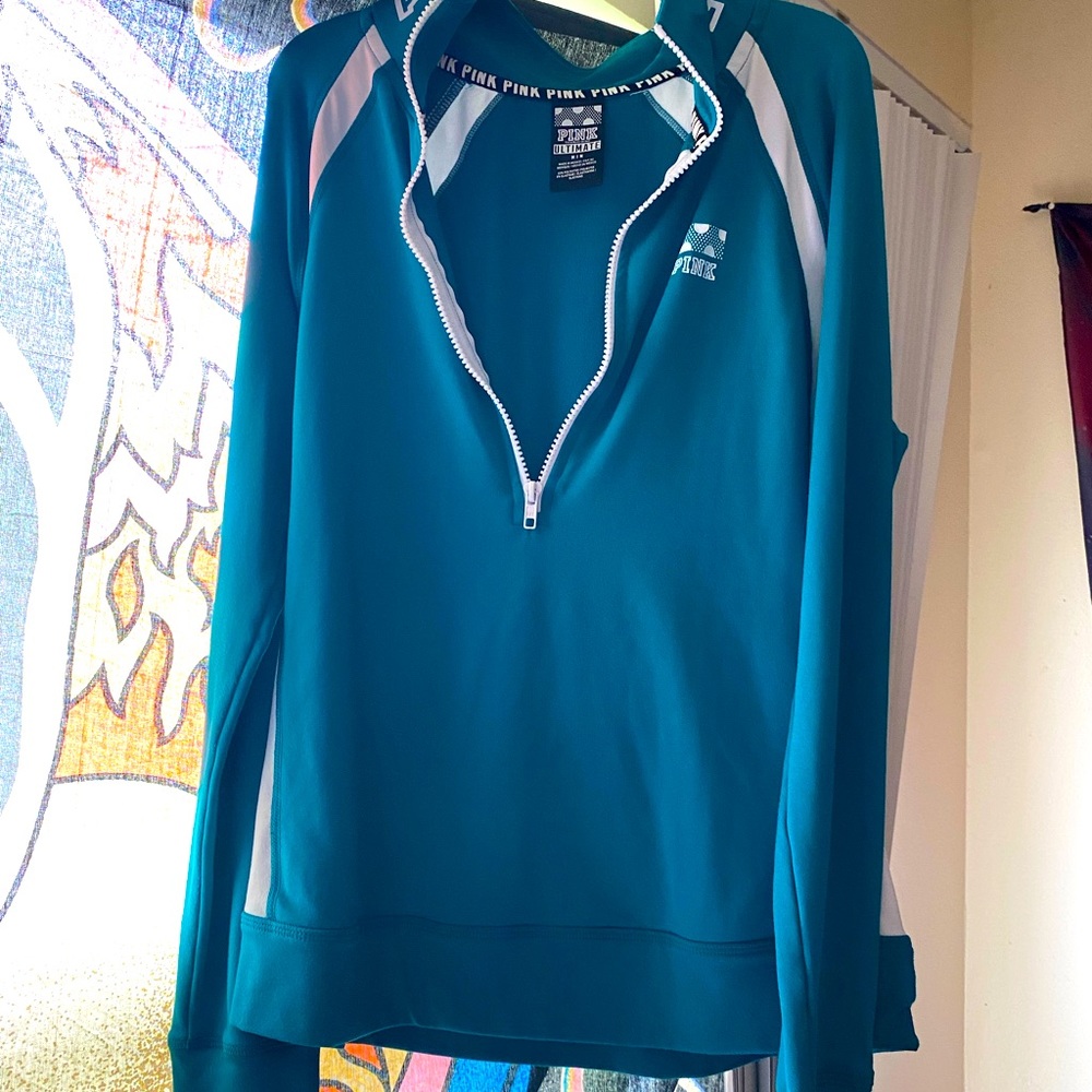 Pink quarter zip pull over size med